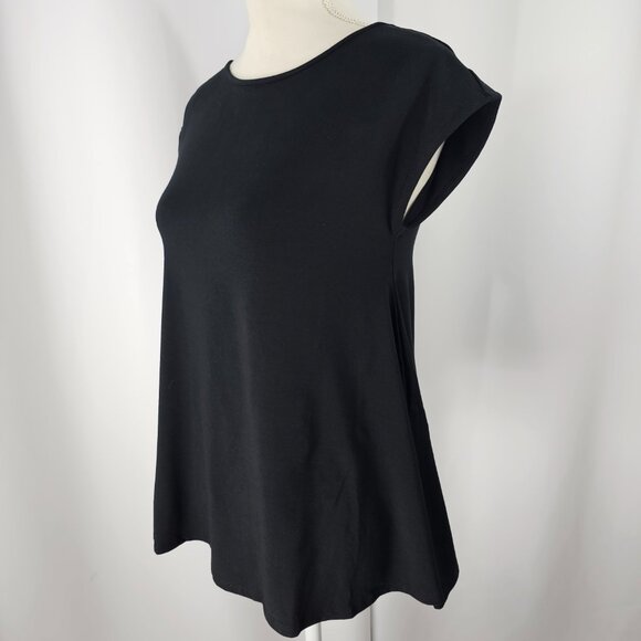 Universal Standard Women's Black Flowy Cap Sleeve Split Back Top Size XS NWT - Picture 4 of 12